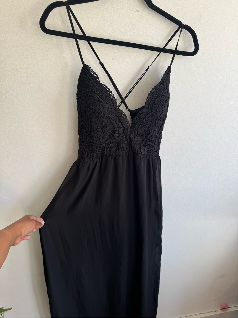 Black Lace Chiffon Maxi Dress – Boho Gothic Sheer Overlay XL - Picture 7 of 15